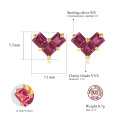 Gold Plated S925 Silver Pink Blue Aaaaa CZ Stud Earrings